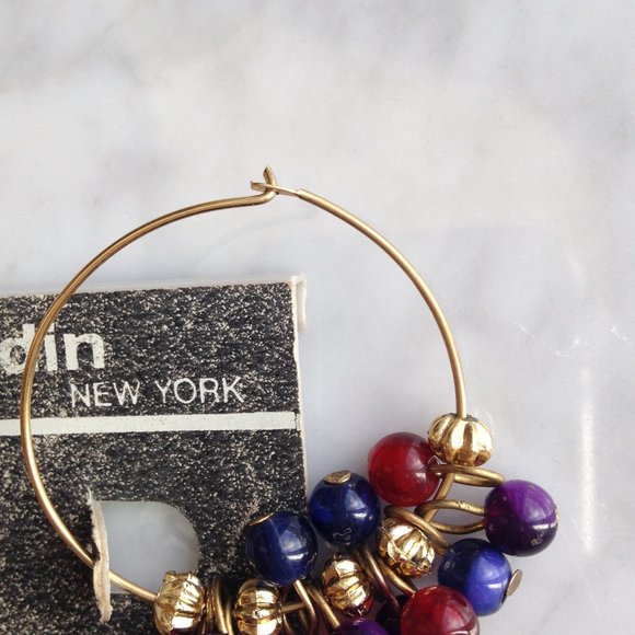 Pierre Cardin - Dainty Bead Charms Hoop Earrings - Picture 6 of 6